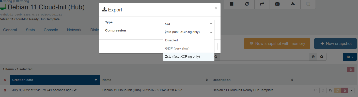 LVM snapshot export step 1